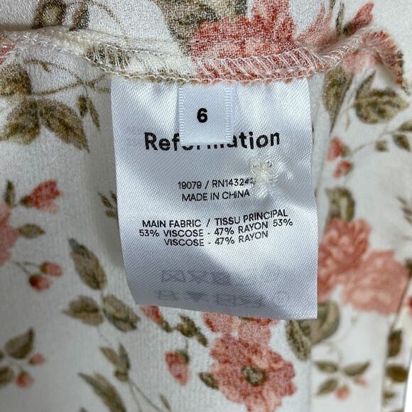 Reformation Fauna Dress Floral Button Front Mid Dress 6 Cottage Feminine Retro - Picture 10 of 13
